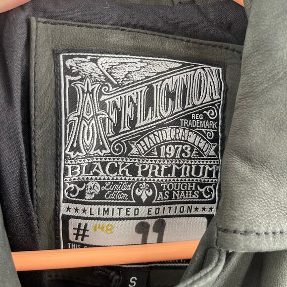AFFLICTION Leather Jacket Women's Small NWT #99 Livestock Biker MMA Cross Zipper - Picture 5 of 16